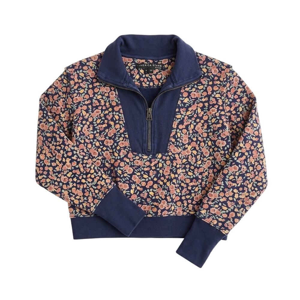 Veronica Beard Dylan Floral 1/2 Zip Size Small